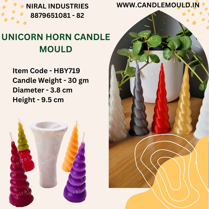 Magical Unicorn Horn silicone Candle Mold HBY719, Niral Industries