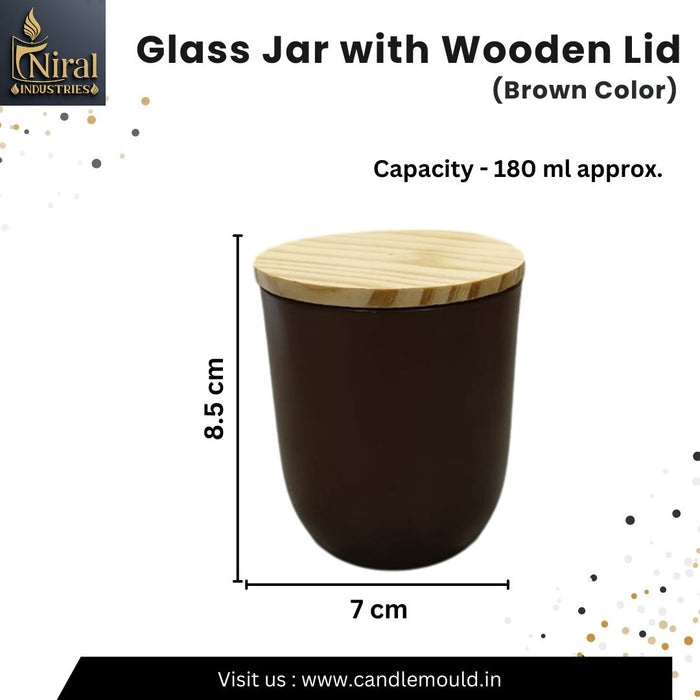 Glass Jar with Wooden Lid (Brown)