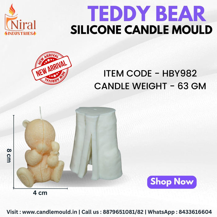 Teddy Bear Silicone Candle Mould HBY982, Niral Industries.