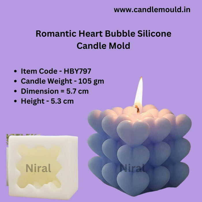 Romantic Heart Bubble Silicone Candle Mold HBY797, Niral industries