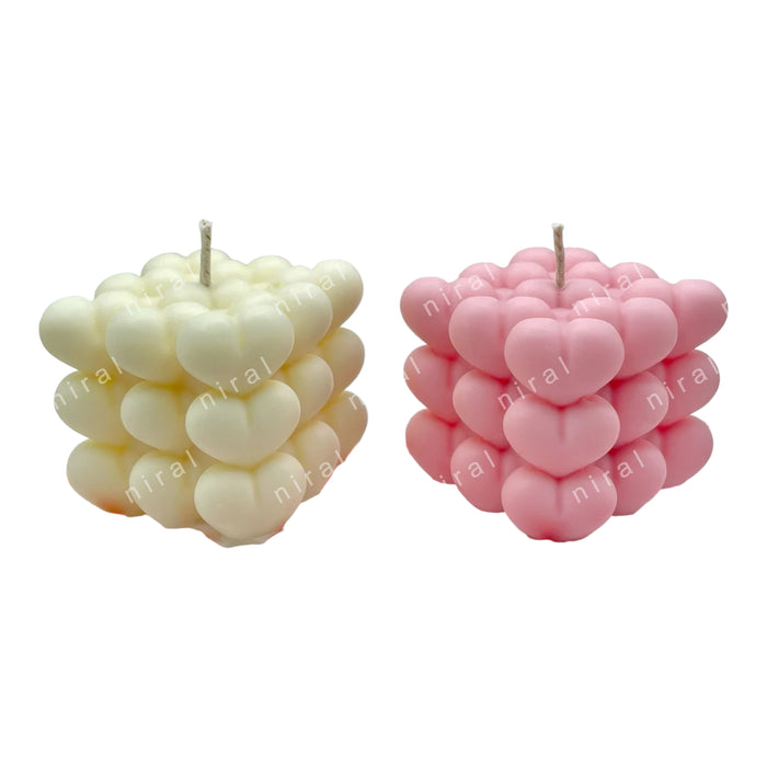 Big Heart Bubble Silicone Candle Moul HBY798, Niral Industries