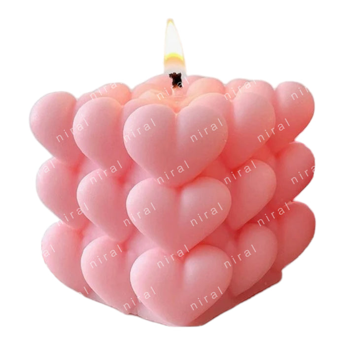 Big Heart Bubble Silicone Candle Moul HBY798, Niral Industries