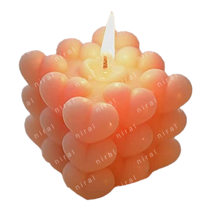 Big Heart Bubble Silicone Candle Moul HBY798, Niral Industries