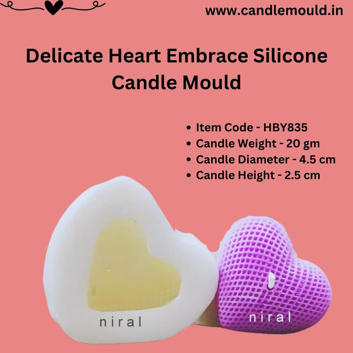 Delicate Heart Embrace Silicone Candle Mould HBY835, Niral Industries