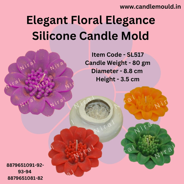 Elegant Floral Elegance Silicone Candle Mold SL517, Niral Industries