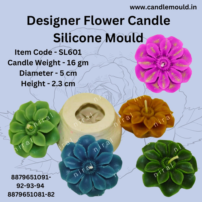 Designer Flower Candle Silicone Mould SL601, Niral Industries