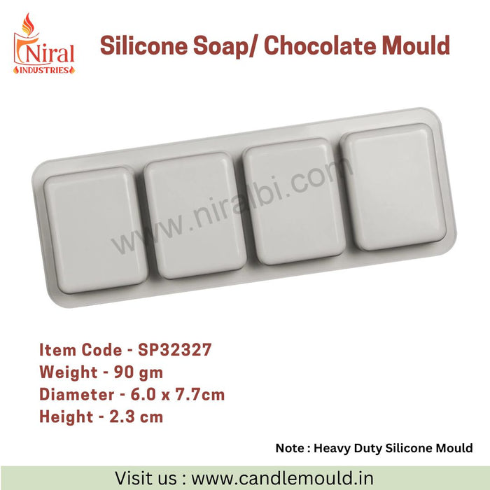 Rectangle Smooth Curve 4 Cavities Soap Mould, Niral Industries.