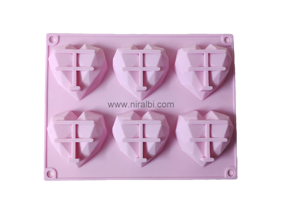 3D - 6 Cavity Heart Soap Mould, SP32360