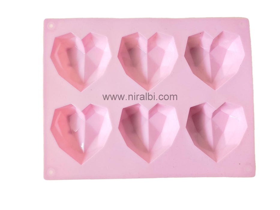 3D - 6 Cavity Heart Soap Mould, SP32360