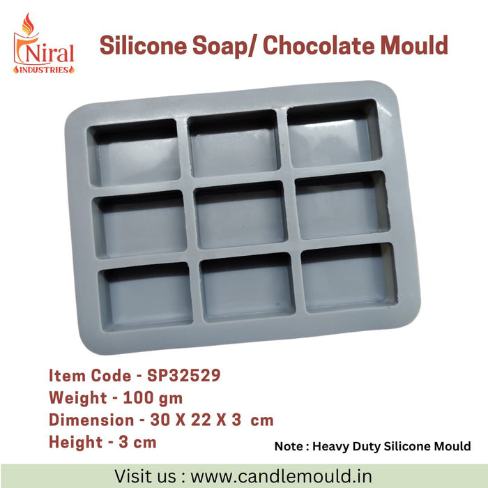 Rectangle Shape 9 Cavities Soap Mould, Niral Industries.